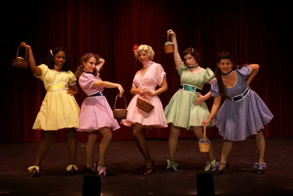 Adelaide and the Hot Box Dancers in Bushel and a Peck from Guys and Dolls, costume design by Katharine Tarkulich
