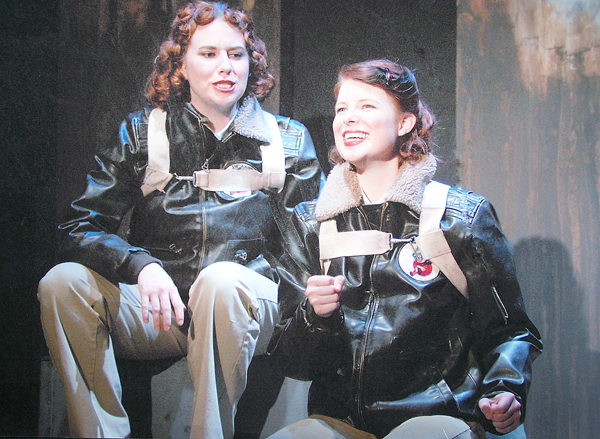 Mags and Breeny 1940s female fighter pilots from Sky Girls, costume design by Katharine Tarkulich