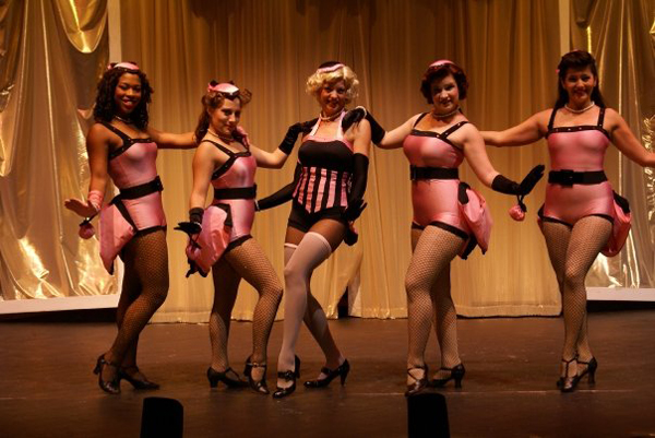 Adelaide and the Hot Box dancers in Take Back Your Mink from Guys and Dolls, costume design by Katharine Tarkulich