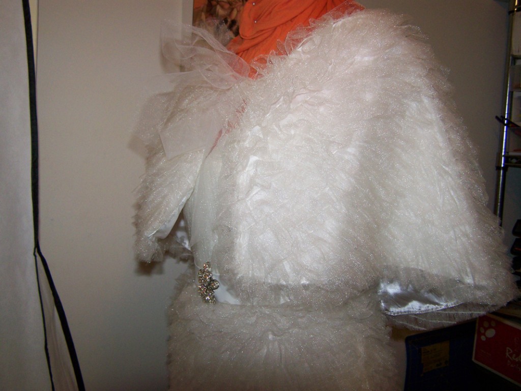 White fantasy wedding bridal cape designed and built by Katharine Tarkulich
