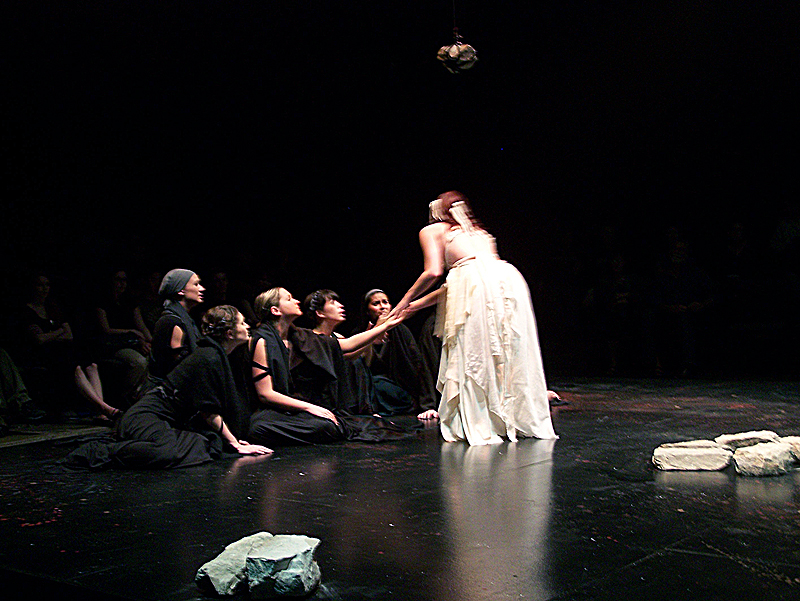 Cassandra and Chorus in The Women of Troy costume design by Katharine Tarkulich