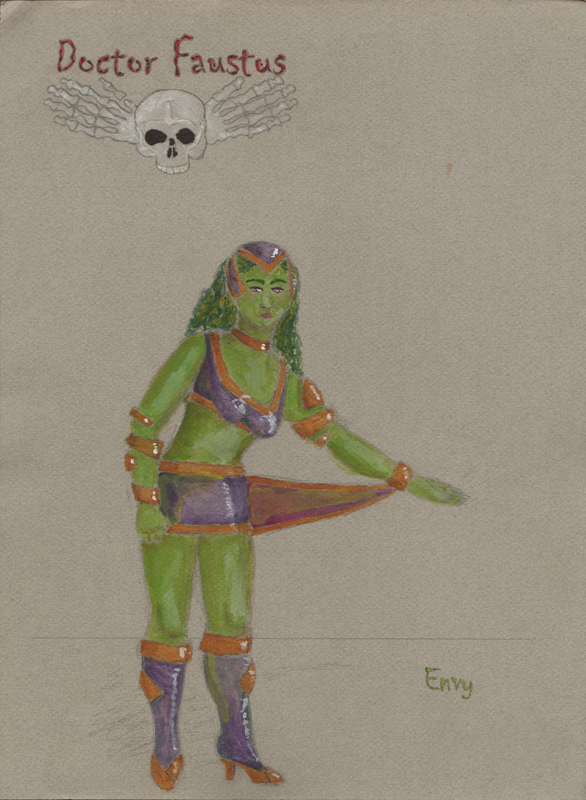 Envy Seven 7 Deadly Sins from Faustus, costume design by Katharine Tarkulich