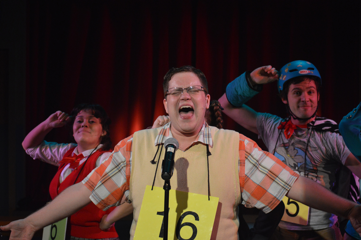 Marcy Park, William Morris Barfée, and Leaf Coneyham in The 25th Annual Putnam County Spelling Bee, costume design by Katharine Tarkulich