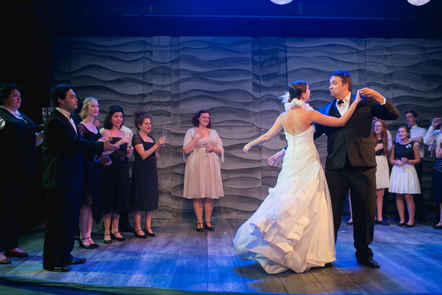 The Blooms and guests at the wedding in Big Fish, costume design by Katharine Tarkulich