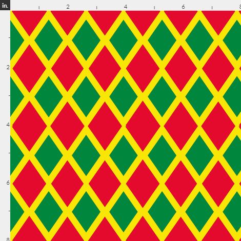 Red and green diamond fabric with yellow outline