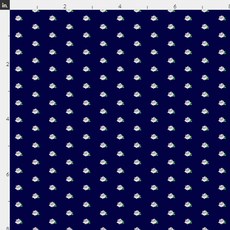 Dark blue fabric with white roses as polka dots